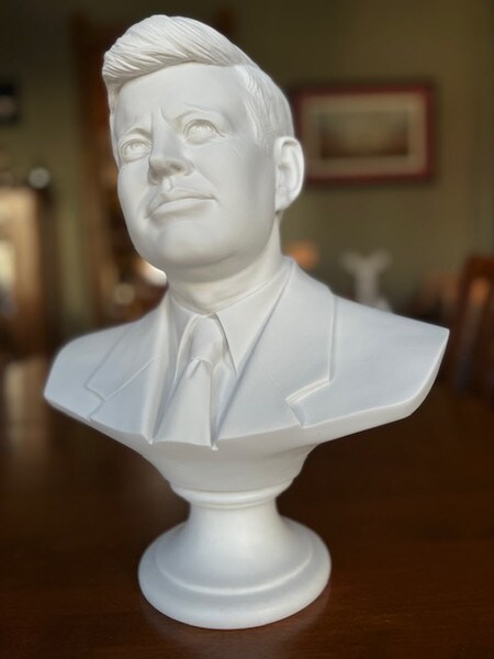 Bust of John Fitzgerald Kennedy Portrait Head Statue Museum Alabaster